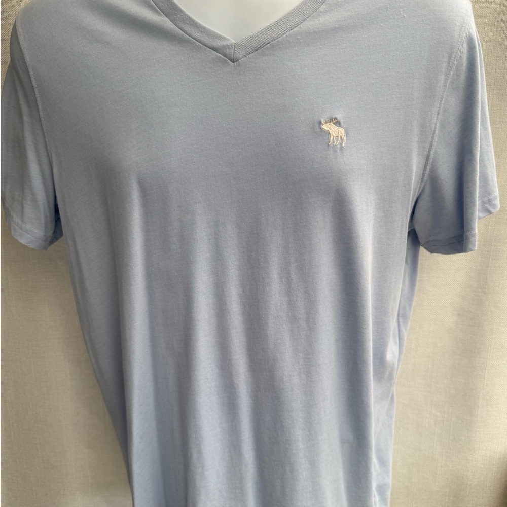 Abercrombie & Fitch Light Blue V-Neck Tee with Logo